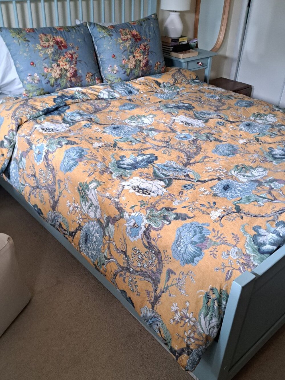 POTTERY BARN Dahlia Floral Percale Duvet Cover, Double/Queen